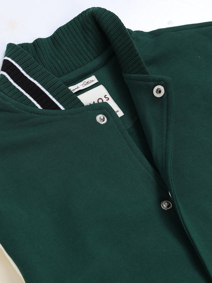 Varsity Jacket - Bottle Green with Off White