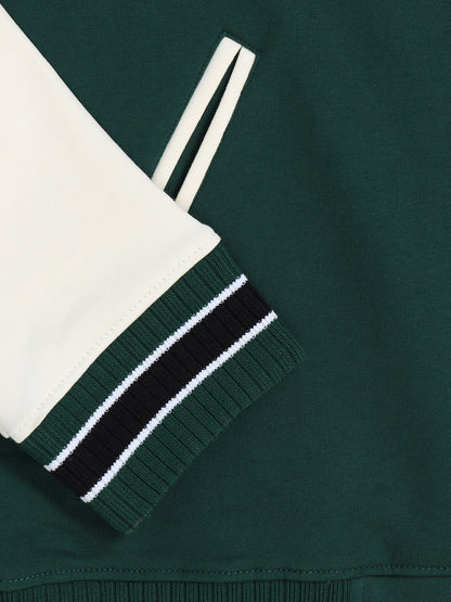Varsity Jacket - Bottle Green with Off White