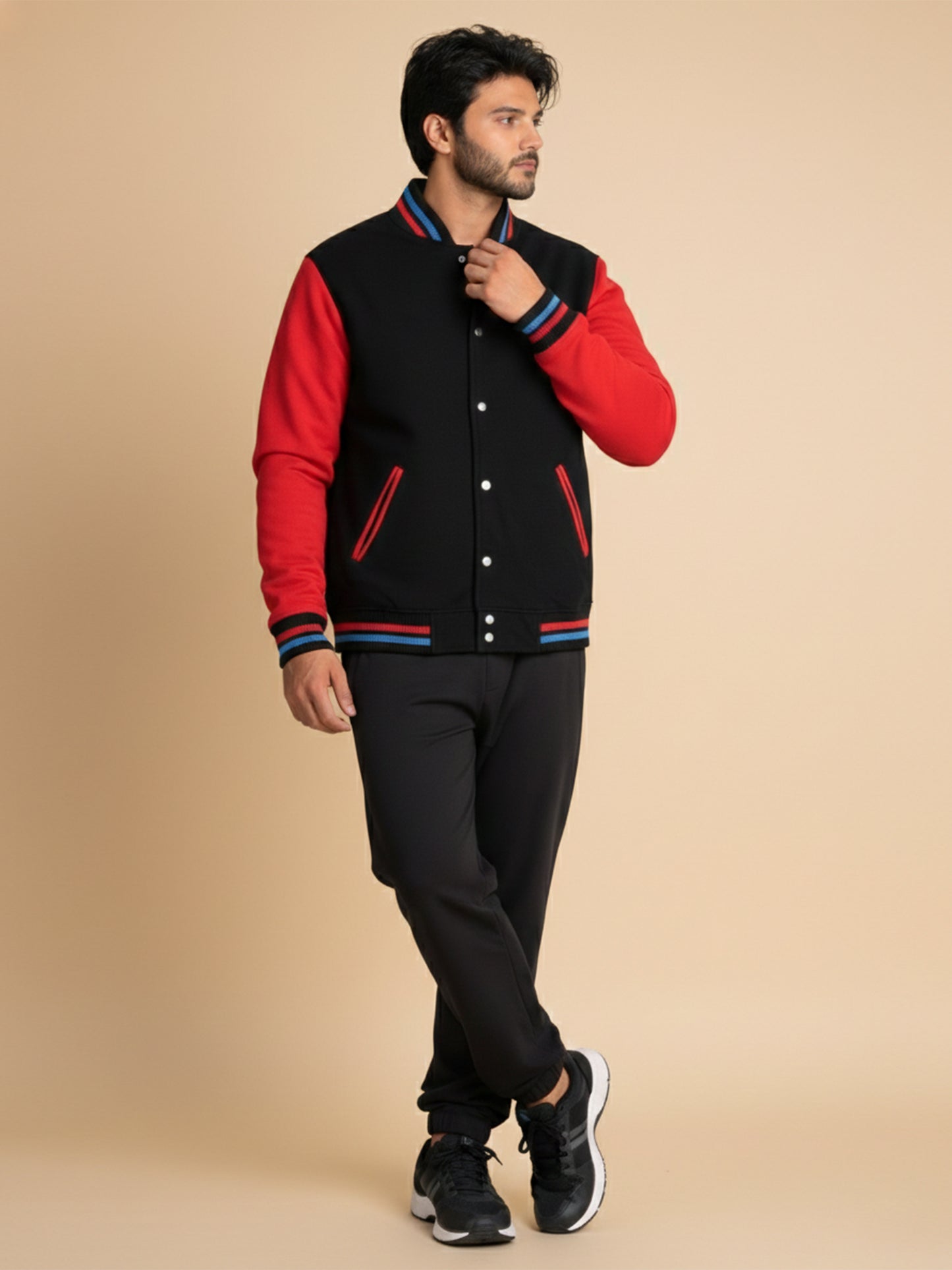 Varsity Jacket - Black with Red