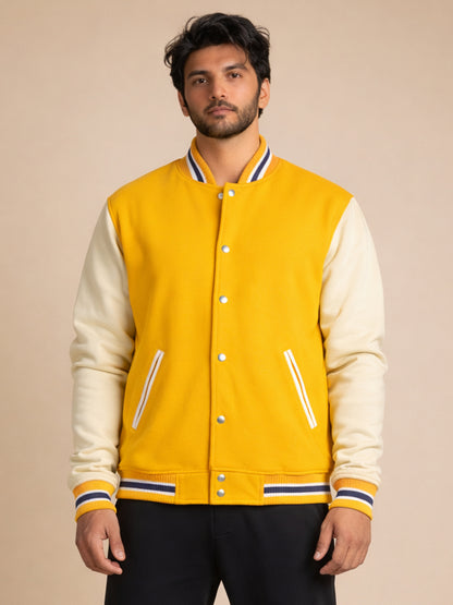 Varsity Jacket - Golden Yellow with Off White