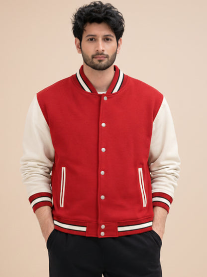 Oversized - Varsity Jacket Red with Off White