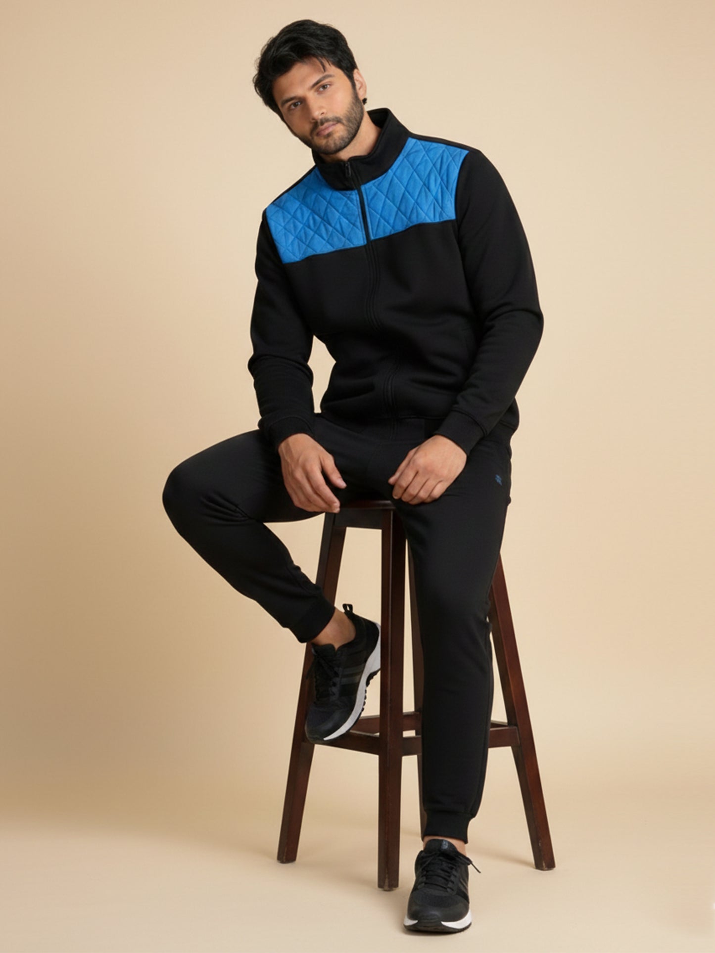 Bomber Jacket - Bold Black with Blue