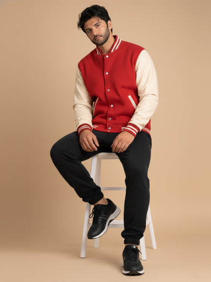 Varsity Jacket - Red with Off White