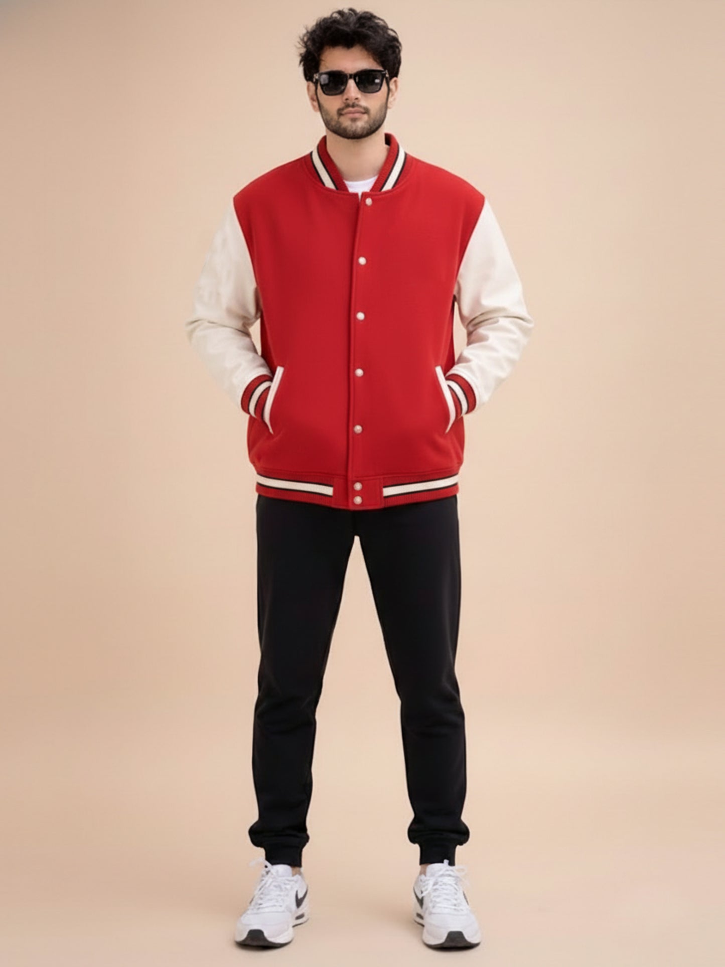 Oversized - Varsity Jacket Red with Off White