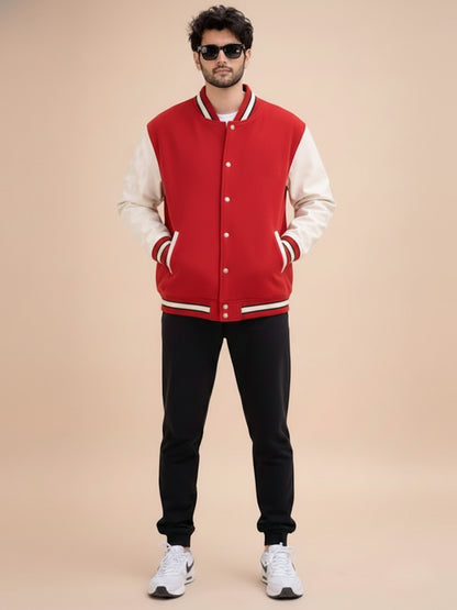 Oversized - Varsity Jacket Red with Off White