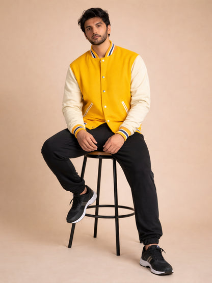 Varsity Jacket - Golden Yellow with Off White