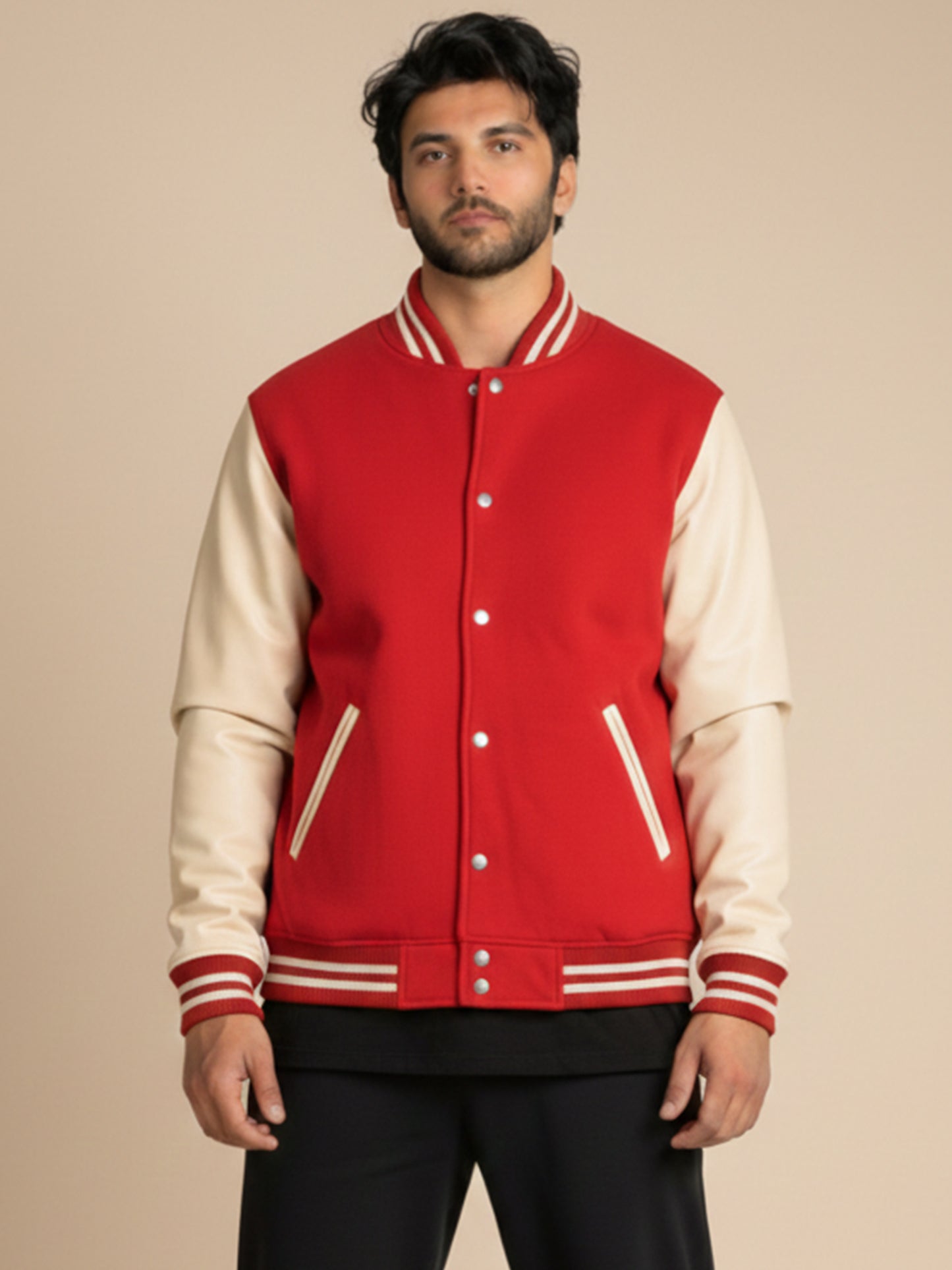 Varsity Jacket - Red with Off White