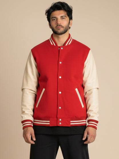 Varsity Jacket - Red with Off White