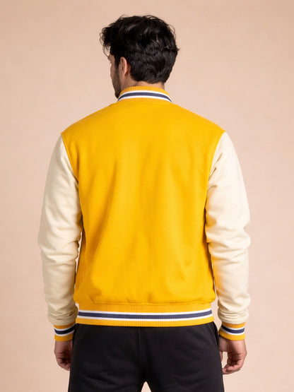 Varsity Jacket - Golden Yellow with Off White