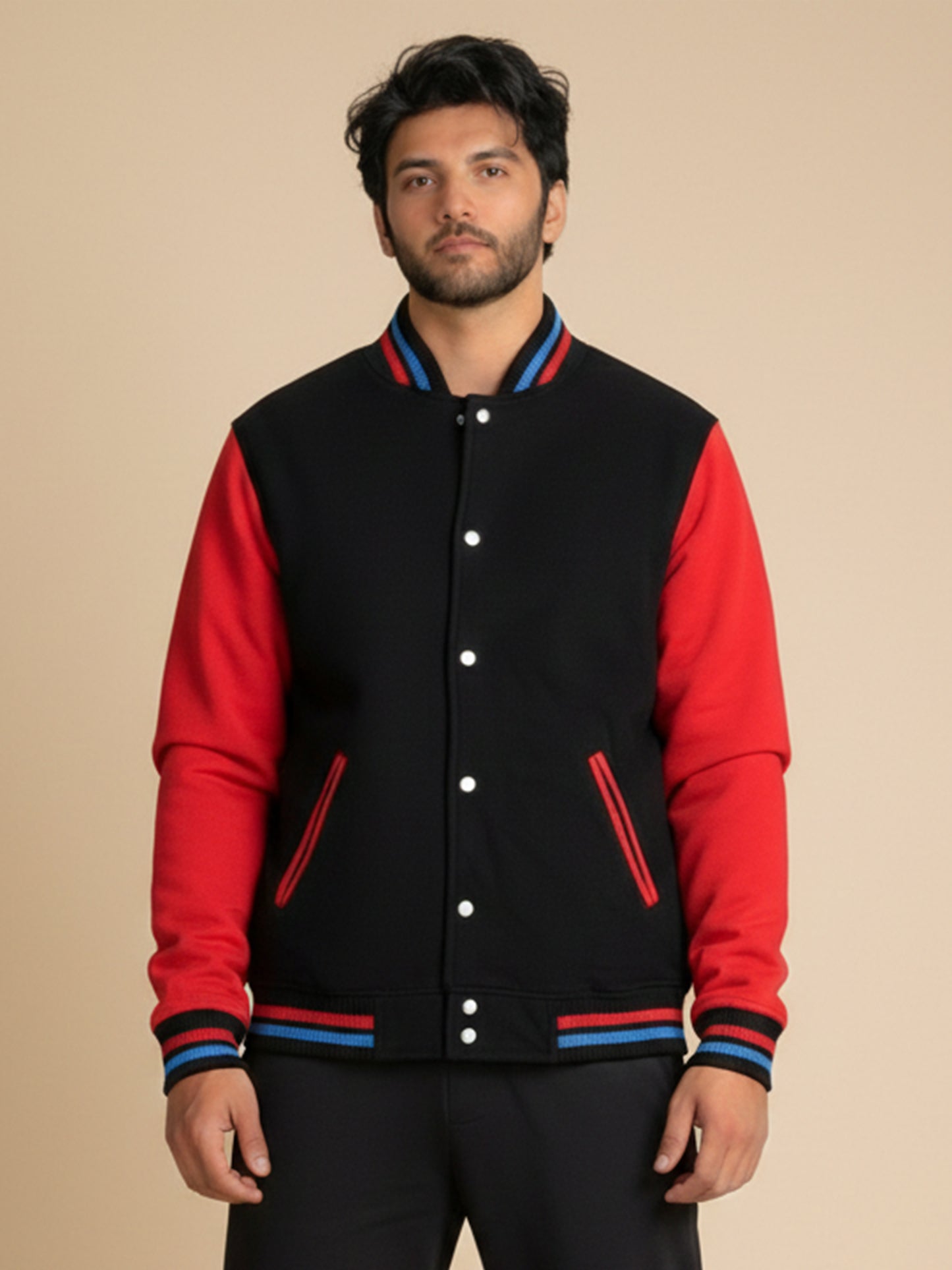 Varsity Jacket - Black with Red