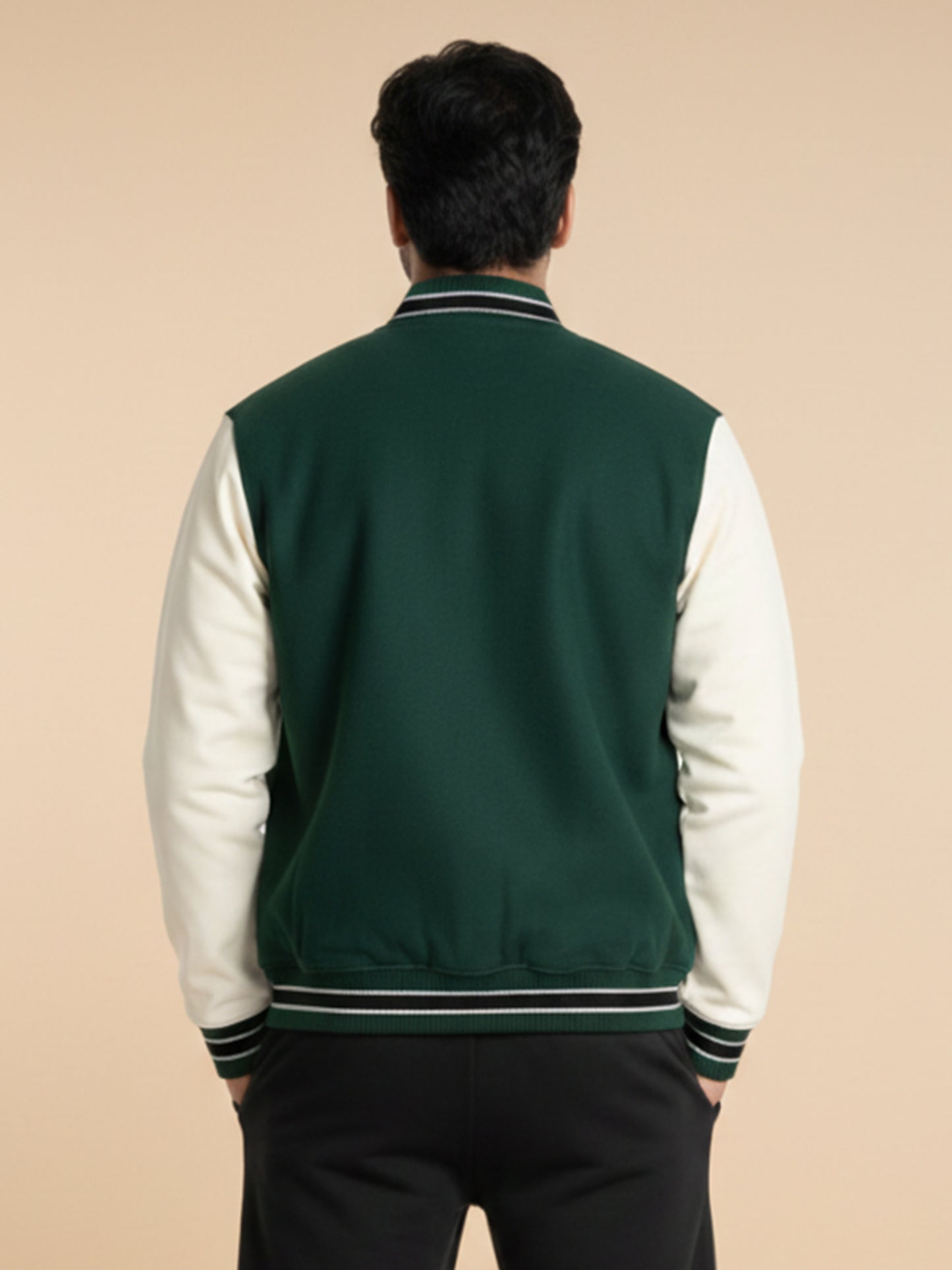 Varsity Jacket - Bottle Green with Off White