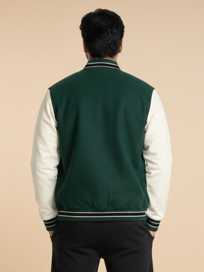 Varsity Jacket - Bottle Green with Off White