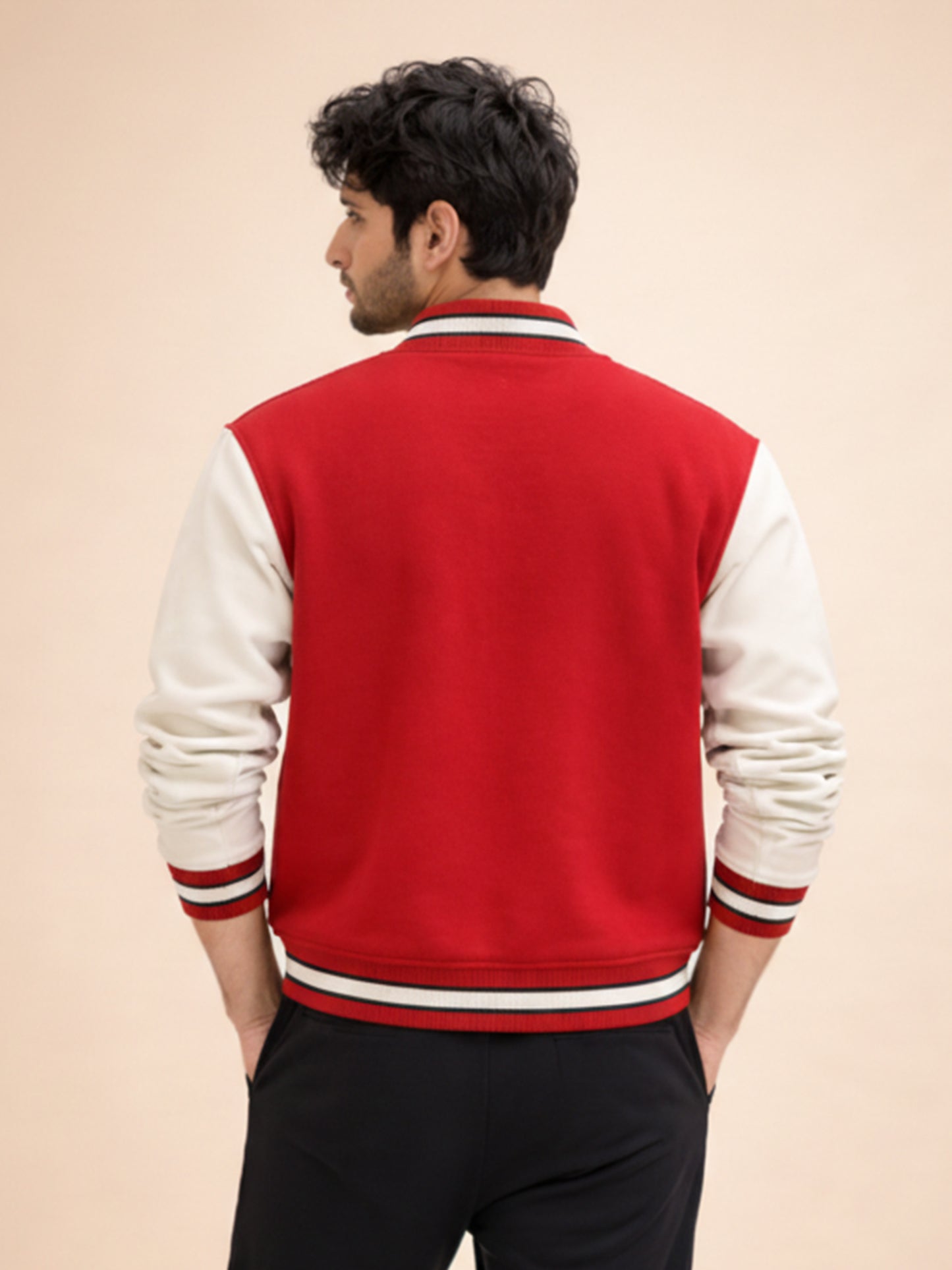Oversized - Varsity Jacket Red with Off White