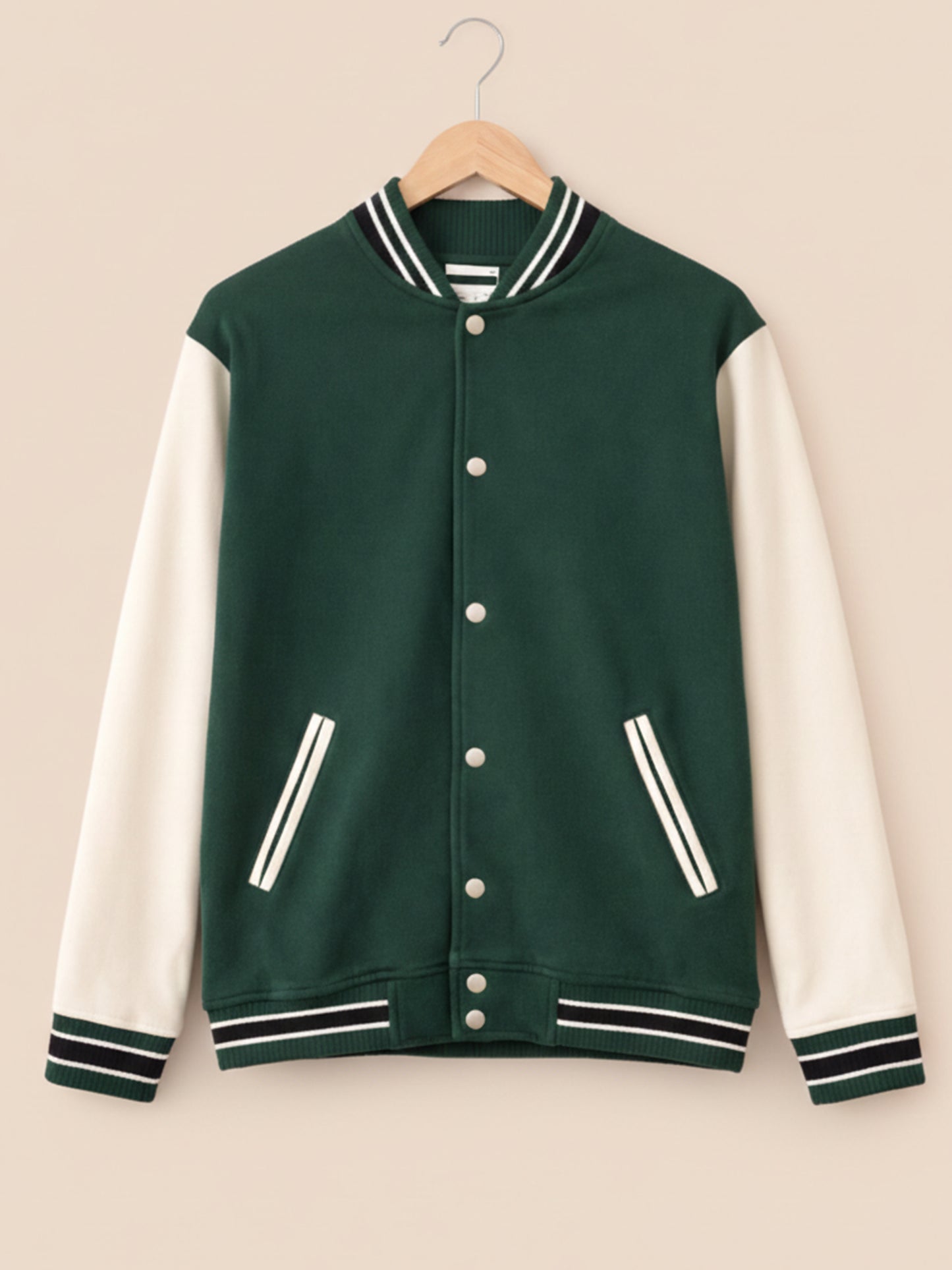 Varsity Jacket - Bottle Green with Off White